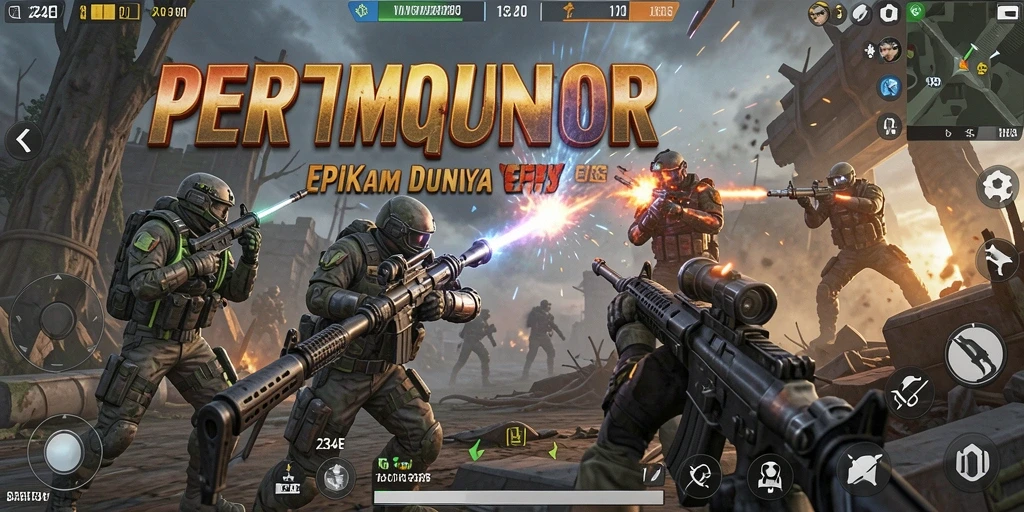 Screenshot menampilkan aksi intens dari gameplay FPS 234E.