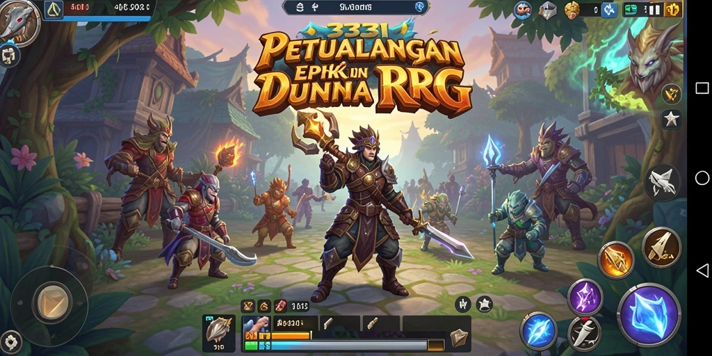 Screenshot utama 333I menampilkan pertarungan epik dalam RPG.