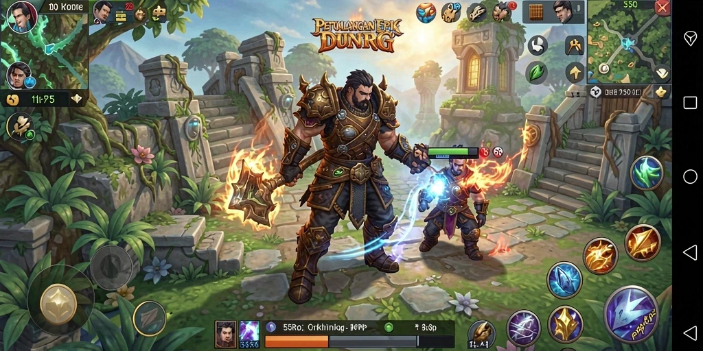 Gameplay 55RP menunjukkan pertempuran seru dan karakter yang beragam.
