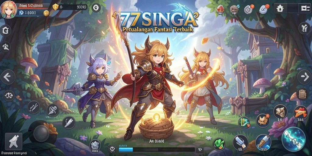 Tampilan gameplay 77SINGA dengan karakter anime yang luar biasa.