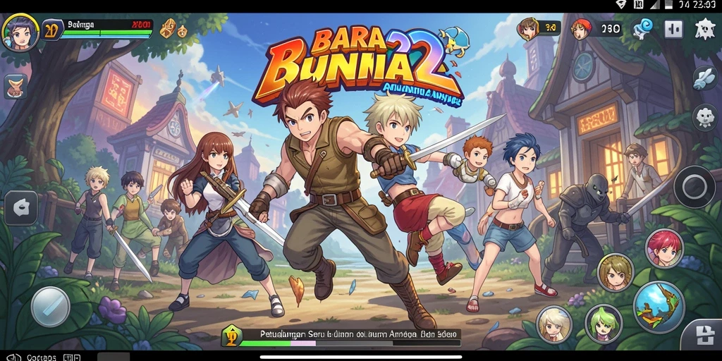 Tangkapan layar dari gameplay BARA22 yang menampilkan karakter anime.