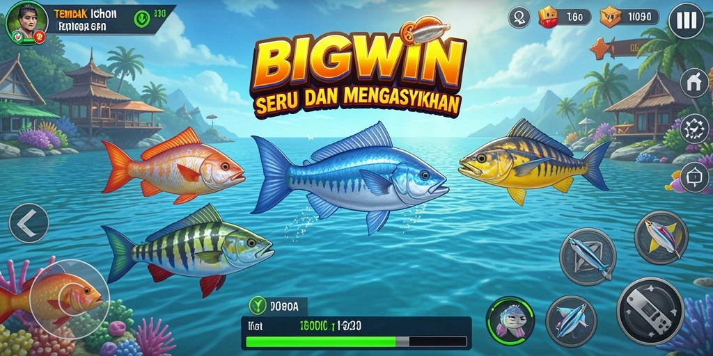 Screenshot gameplay BIGWIN menampilkan aksi seru tembak ikan.
