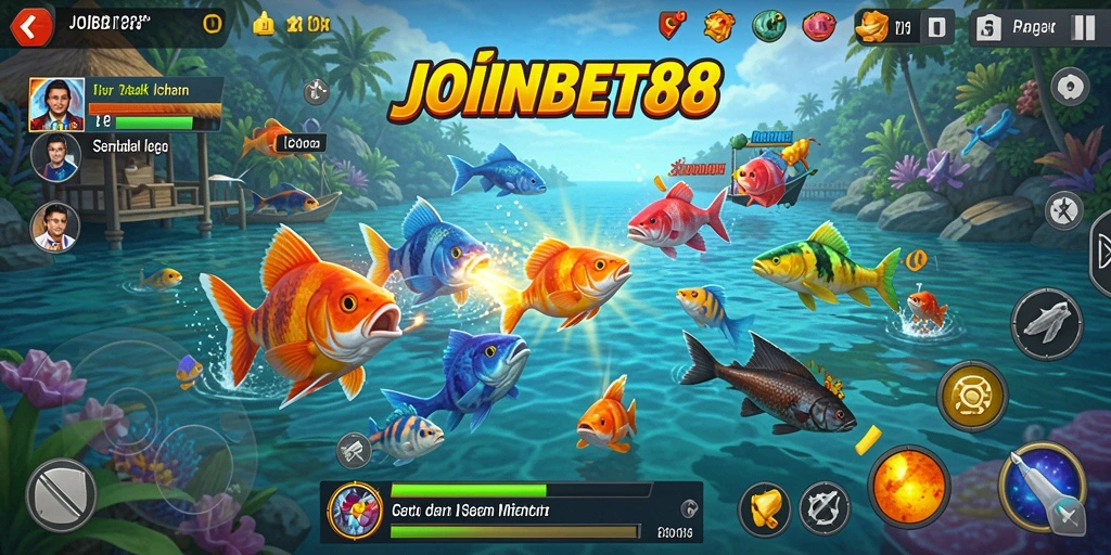 Tampilan gameplay seru di JOINBET88 dengan aksi tembak ikan.