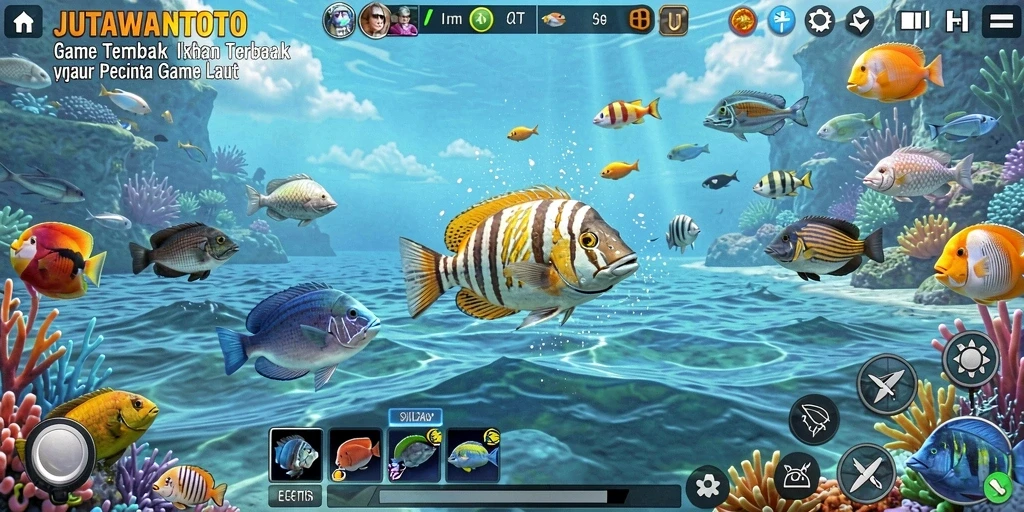 Tangkapan layar utama gameplay Tembak Ikan JUTAWANTOTO menampilkan aksi seru.