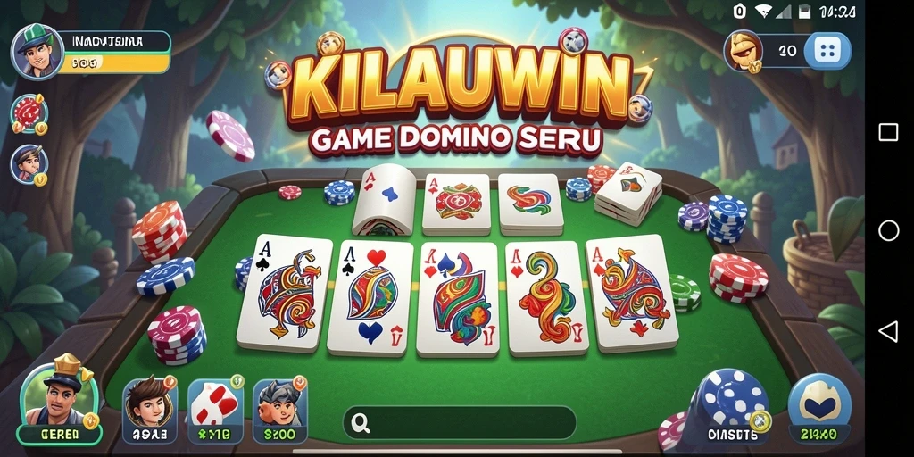 Screenshot gameplay KILAUWIN dengan tampilan meja Domino yang menarik.