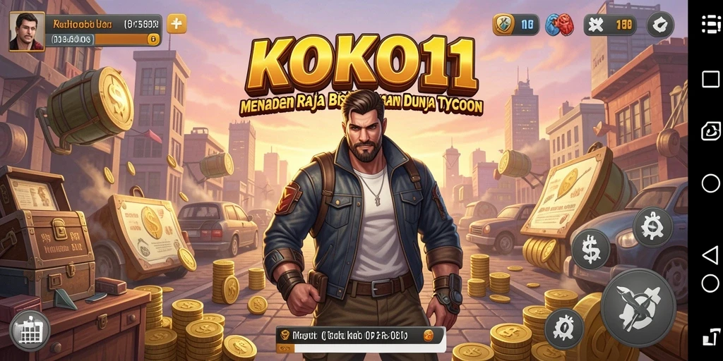 Tangkapan layar gameplay KOKO11 yang menampilkan pengelolaan bisnis Tycoon.