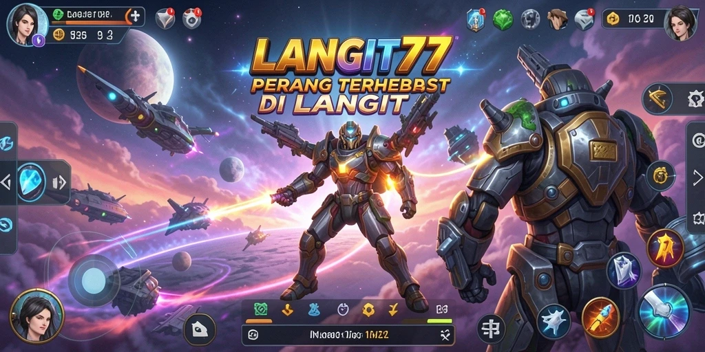 Screenshot menunjukkan gameplay intens dari LANGIT77 dalam pertempuran Battle Royale.