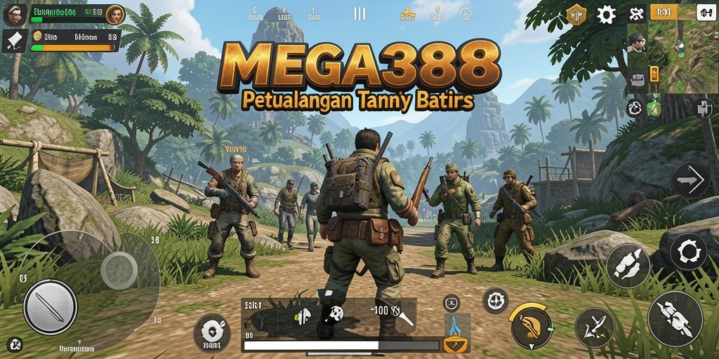 Tangkapan layar gameplay MEGA388 menampilkan eksplorasi luas dunia terbuka.