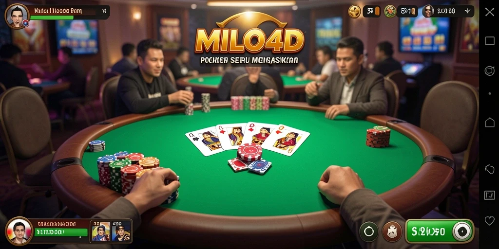 Screenshot gameplay MILO4D saat bermain Poker dengan pemain lain.