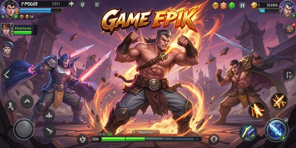 Screenshot PGG68 menampilkan aksi pertarungan yang mendebarkan dan karakter yang beragam.