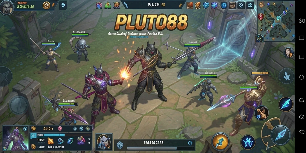 Tampilan screenshot menunjukkan pertempuran intens dalam gameplay SLG.